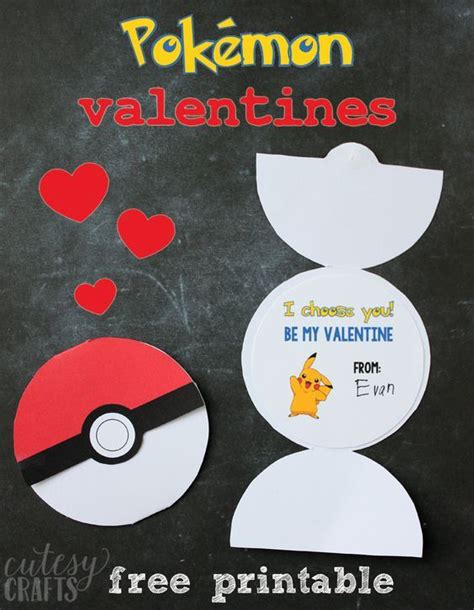 printable pokemon valentines  kids valentines  kids