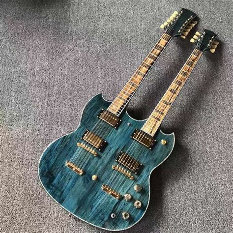 double neck electric guitar  blue