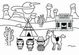 West Coloring Pages Wild Western Town Getcolorings Old sketch template