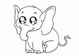 Baby Pages Elephant Coloring Cute Animals Template Animal Drawing Monkey Cartoon Endangered Printable Color Printables Print Templates Sheets Easy Paintingvalley sketch template