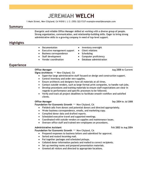 professional office manager resume examples administrative livecareer