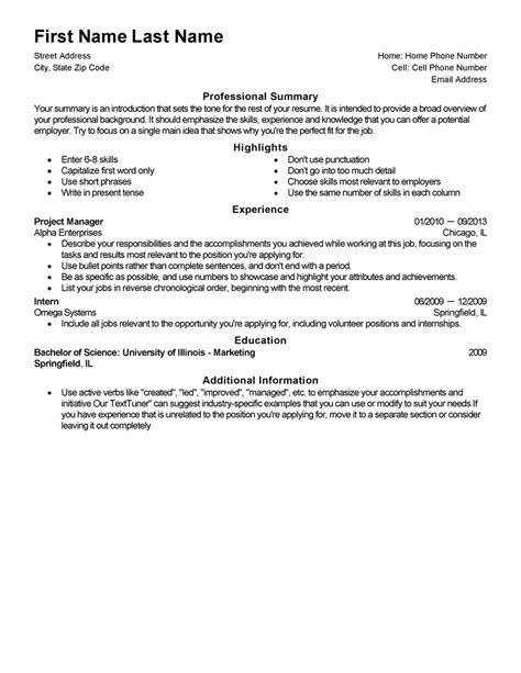 generic resume template livecareer