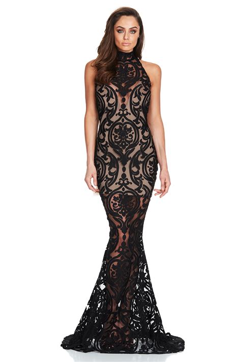 black nude fantasy halter gown buy designer dresses online at nookie