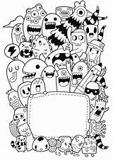 Doodle Monstruos Vexx Lindos Pintar Garabateados Tiernos Garabatos Divertidos sketch template