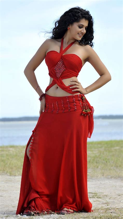 tapsee pannu hot south actress wallpaper in red dress