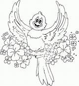 Coloring Spring Bird Pages Colouring Fairy sketch template