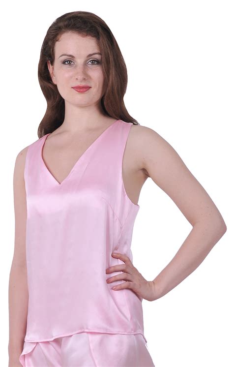 womens pure silk satin suiting vest tank top sleeveless tee camisole v