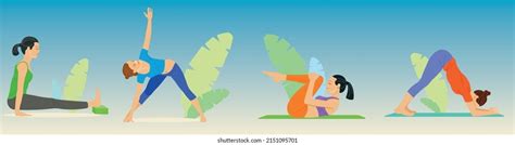 female yoga poses weight loss stock vector royalty