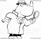 Detective Glass Clipart Magnifying Cartoon Rhino Using Coloring Thoman Cory Outlined Vector sketch template