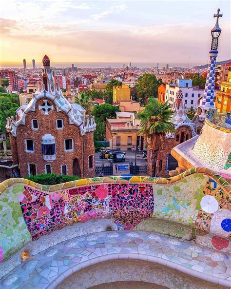 park guell park gueell barcelona spain antoni gaudi architecture travel tourist attraction