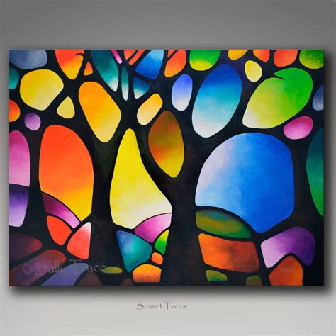 abstract trees modern art abstract geometric giclee print