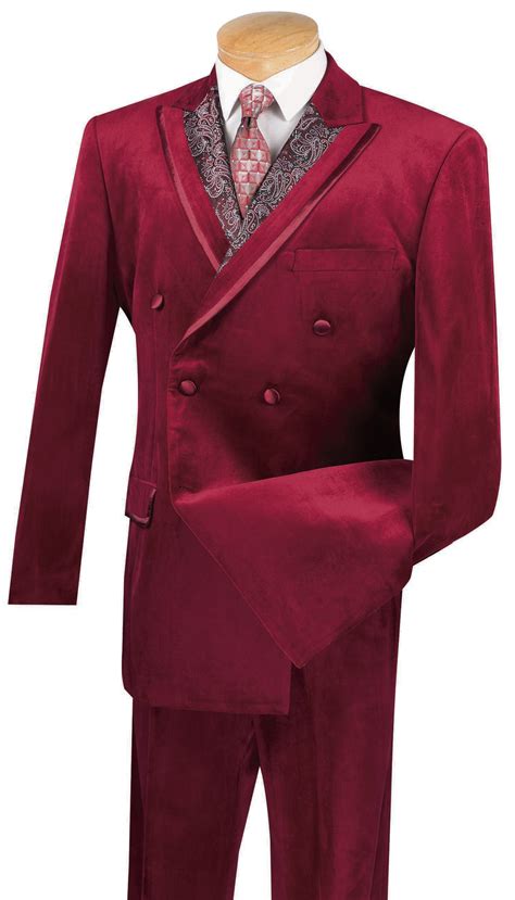 Caesar Collection Velvet Burgundy Double Breasted Suit Regular Fit 2