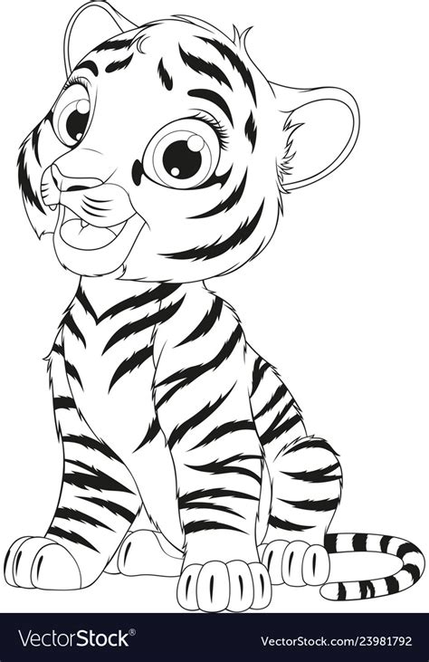 transhu outline tiger cub clipart