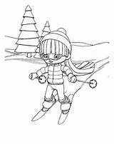 Skiing Downhill sketch template