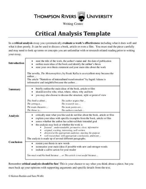 critical analysis outline template