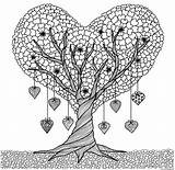 Heart Coloring Tree Adults Pages Printable Discover sketch template