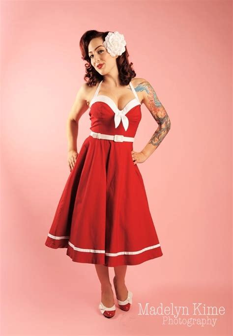pin up girl in sailor style swing dress pin up girl style pinterest girl clothing i want