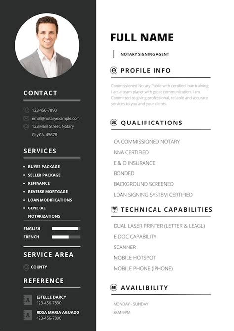 notary signing agent resume templateoutline etsy