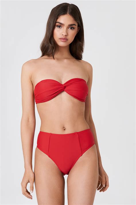 High Waist Bikini Bottom Red Na