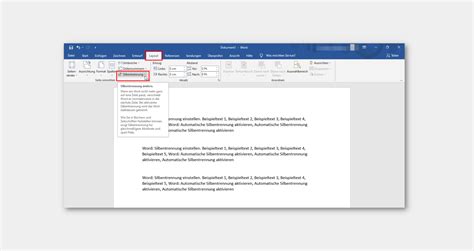 word silbentrennung einstellen