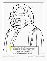 Coloring Sonia Sotomayor sketch template