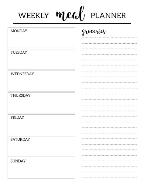 printable meal planner template paper trail design