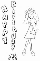 Coloring Pages Girls Girl Happy Birthday Big sketch template