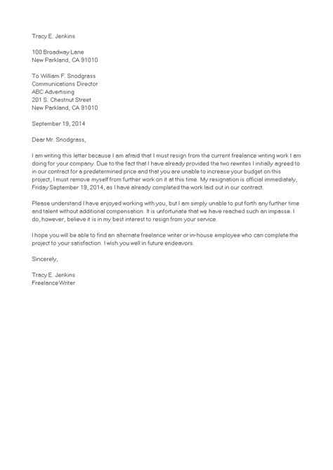official independent contractor resignation letter templates