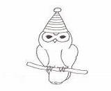 Birthday Coloring Owl Happy Printable Pages sketch template