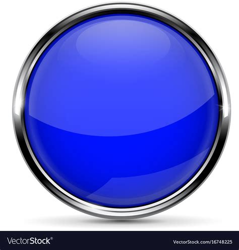 blue  glass button  chrome frame vector image