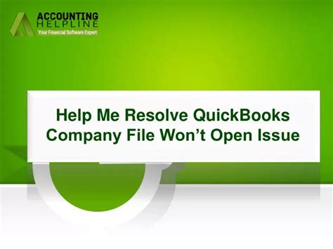 Ppt Easy Way To Resolve Quickbooks Company File Wont Open Issue