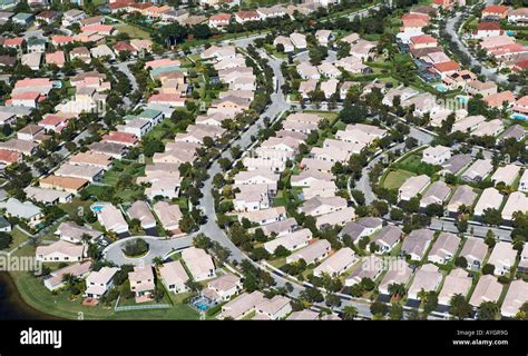 aerial view  housing community stock photo alamy