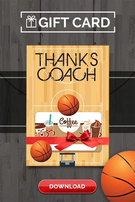 basketball coach gift   card  printable