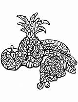 Coloring Zentangle Pineapple Apple Grape Bananas Pages Printable Categories sketch template
