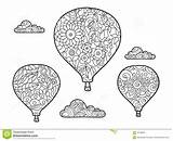 Coloring Vector Balloon Aeronautic Adults Book Adult Illustration Preview sketch template