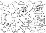 Coloring Unicorns Kids Pages Unicorn Color Printable Easy Children Castle Print Animals Justcolor sketch template
