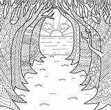 Alberi Coloriage Zentangle Tramonto Colorazione Sotto Getekende Cuore Stampa Adulti Astratti Progettano Colorare Nella sketch template