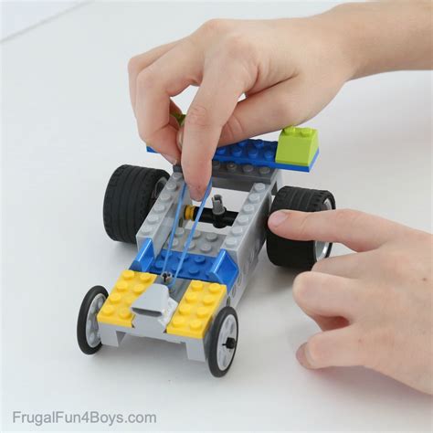 rubber band powered lego car frugal fun  boys  girls
