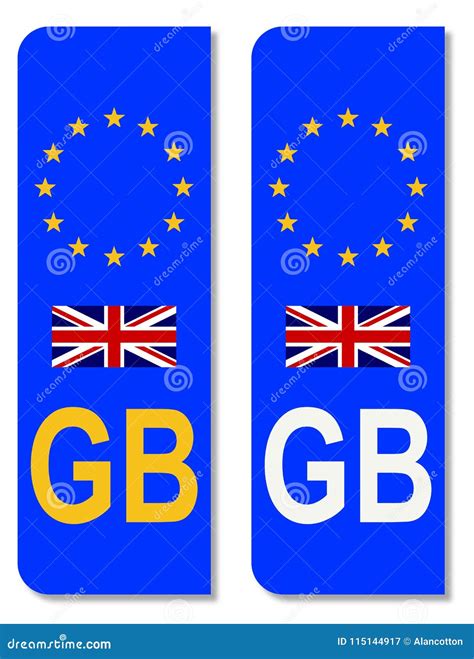 eu number plate identifier  great britain stock vector