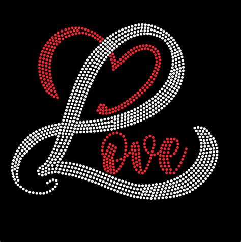 heart and love rhinestone template ss10 svg etsy