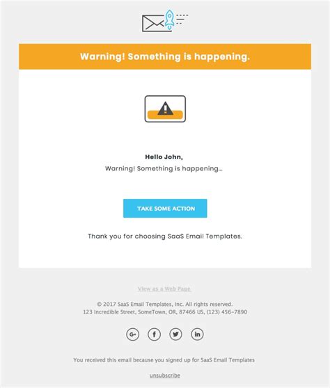 warning message responsive html email template