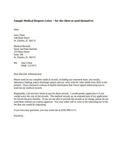 medical request letter templates