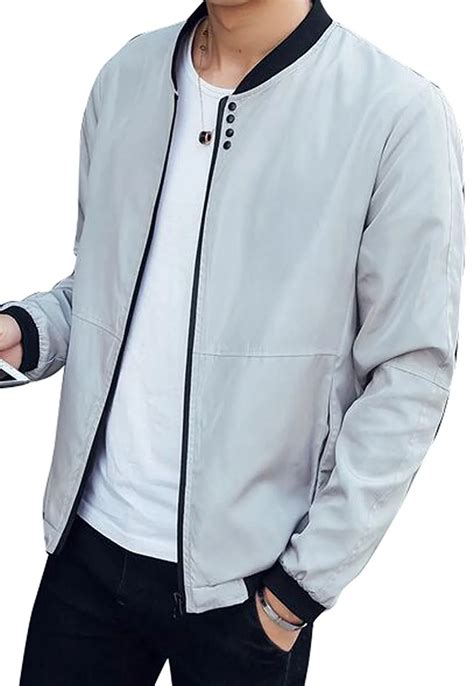 mens casual lightweight slim windbreaker baseball jacket coat  jackets  mens clothing