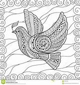 Peace Zentangle Pigeon Mandala sketch template