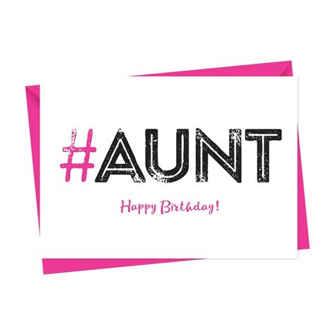 Hashtag Auntie Aunty Or Aunt Birthday Card By A Is For Alphabet