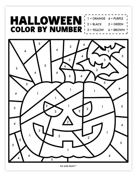printable halloween color  number worksheet