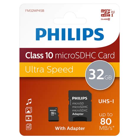 gb philips micro sd sdhc memory card class  uhs  mbs  adapter gb ebay