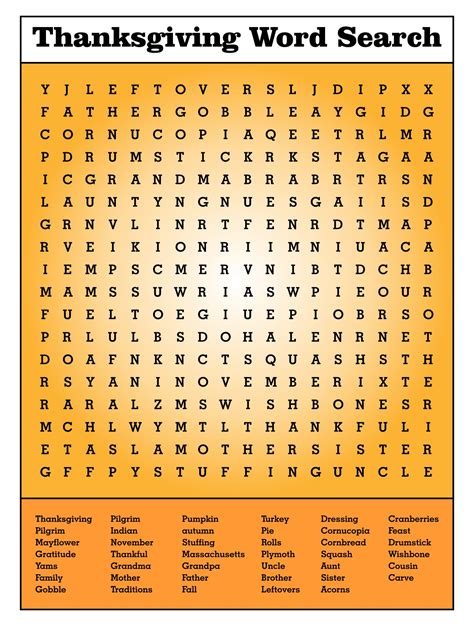 thanksgiving word search puzzles printable