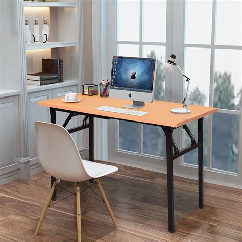 giantex portable folding computer desk pc laptop table modern wood writing workstation home