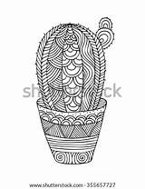 Cactus Coloring Adult Book Zentangle Vector Shutterstock Footage Vectors Illustrations Music Search sketch template